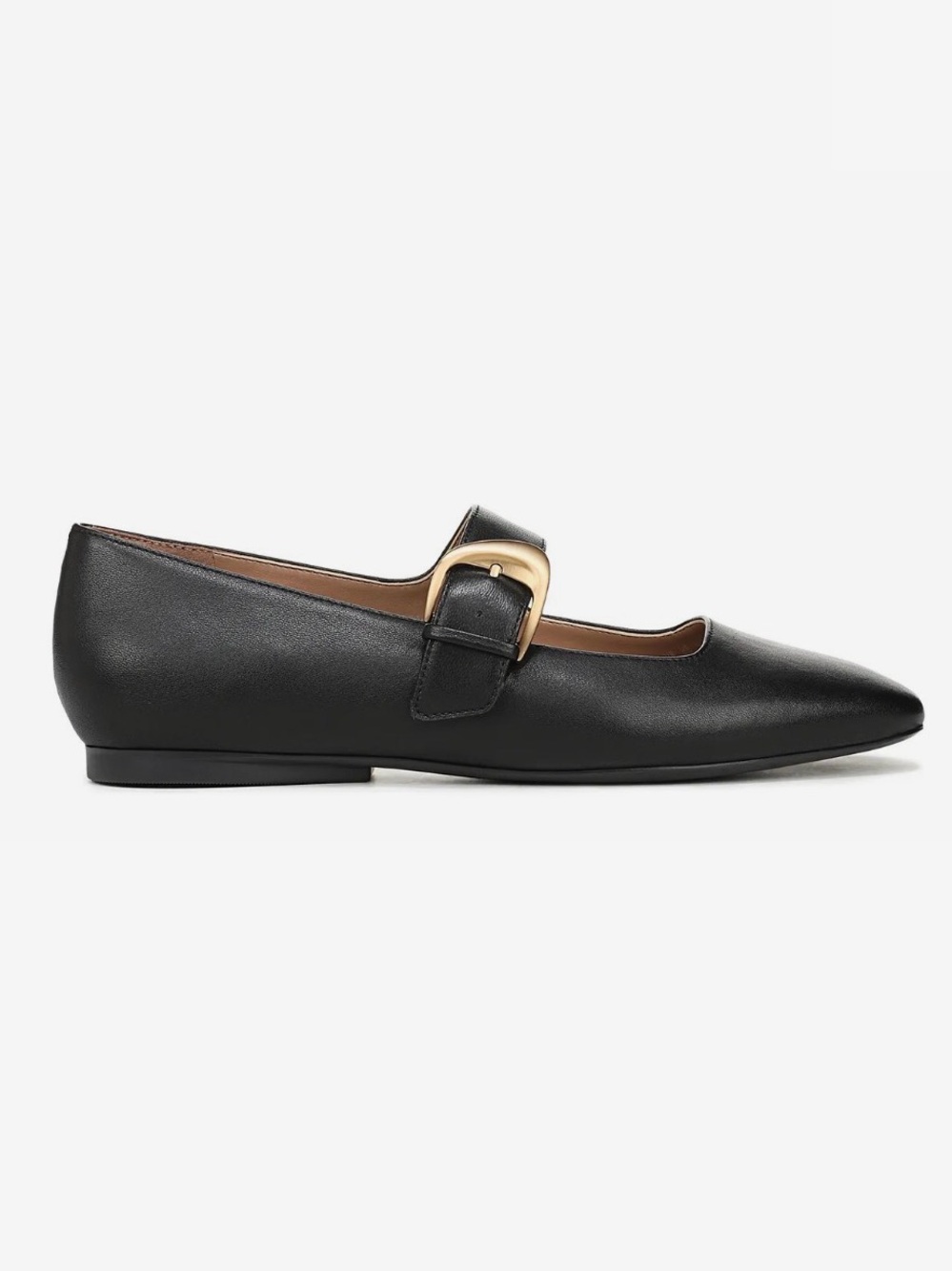 Natiralizer Cosmic Mary Jane Flats with Gold Buckle in Black, Size 8.5, NEW